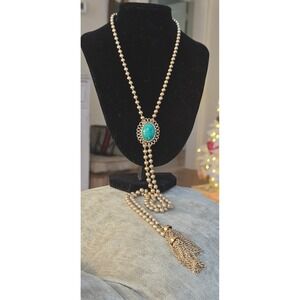 Juliana (D&E for Avon) Lariat Green Lucite Cabochon Necklace Bolo Tie
Adjustable